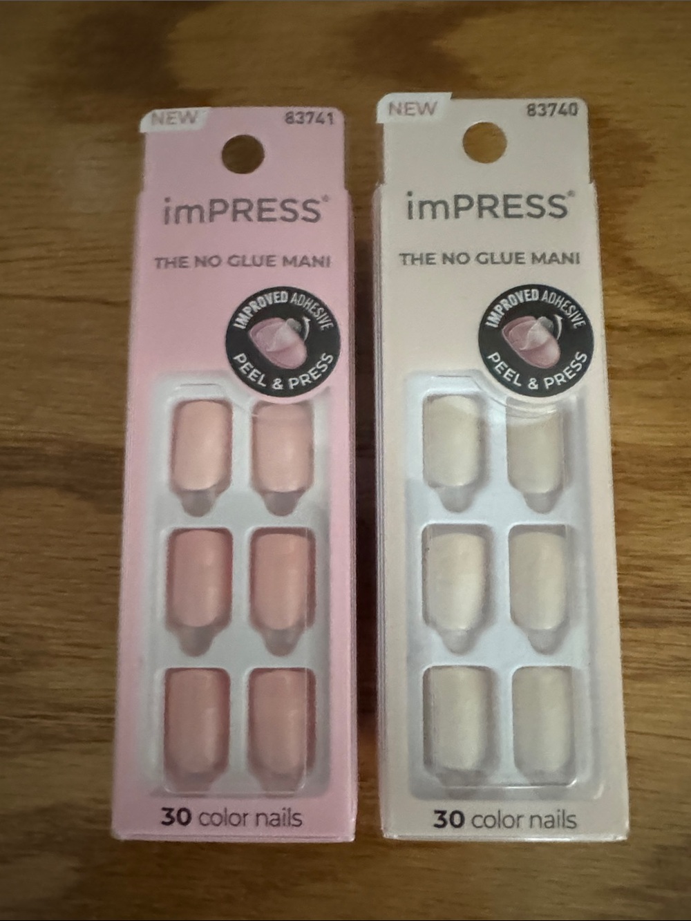 NIB ImPress Nails-2 boxes-one pink and one cream. Both have 30 nails.